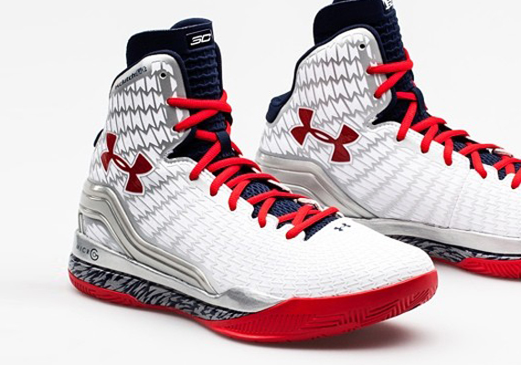 red white and blue under armour basketball shoes