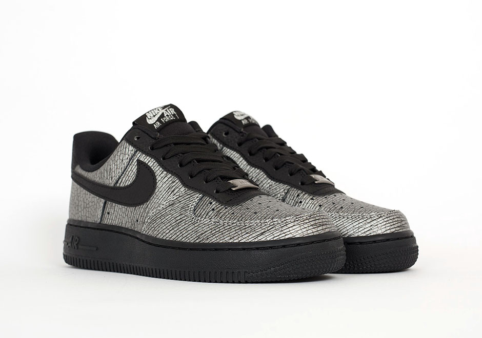 metallic silver and black air force ones