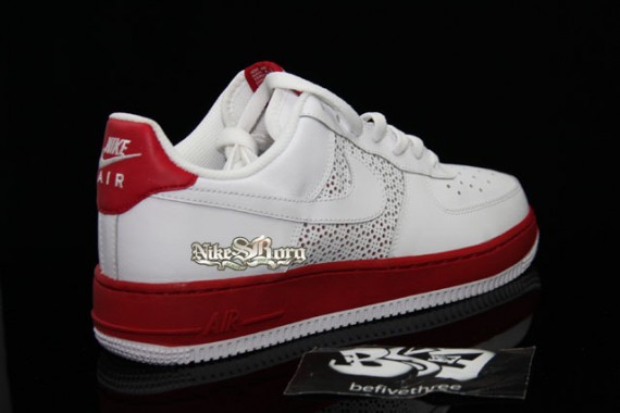 nike air force 1 perforated design white red 3