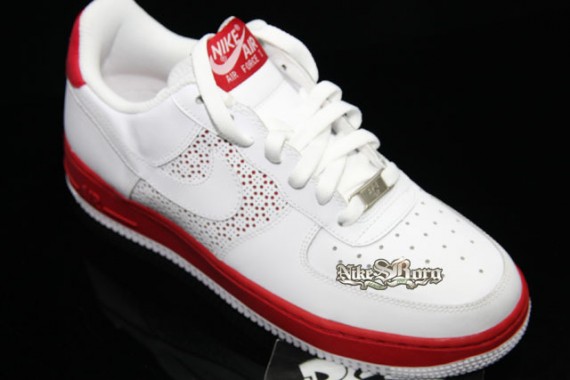 nike air force 1 perforated design white red 4