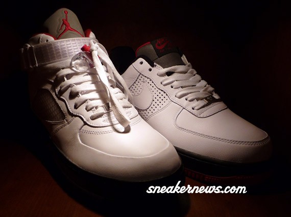 Nike Air Force 1 ADV - Air Jordan V Inspired - White - Black - Varsity Red