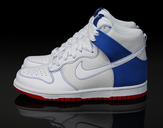Nike Wmns Dunk High White Blue Red 0