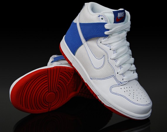 Nike Wmns Dunk High White Blue Red 3