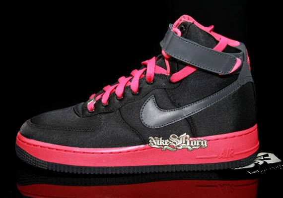 Nike Air Force 1 High Women’s – Satin – Black – Pink