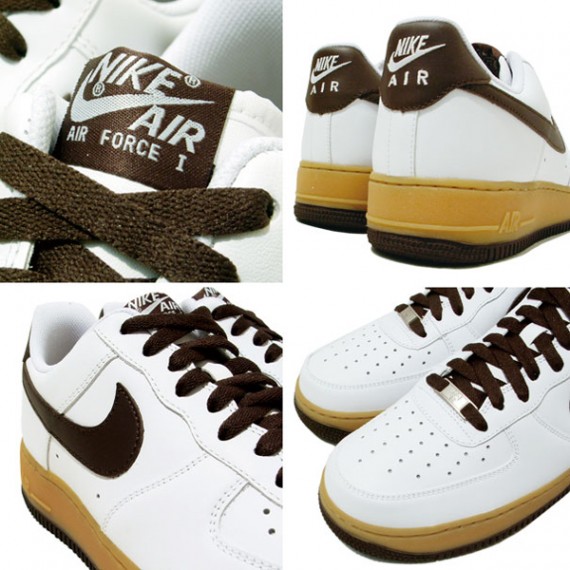 Nike Air Force 1 Low - White - Brown - Gum