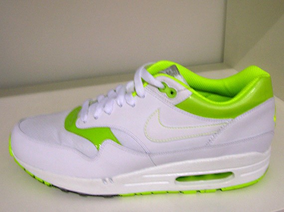 white and neon green nikes