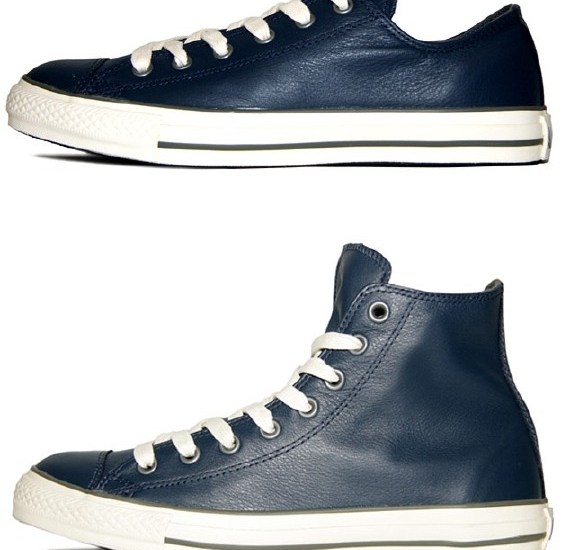 Converse Chuck Taylor – Navy Leather High & Low