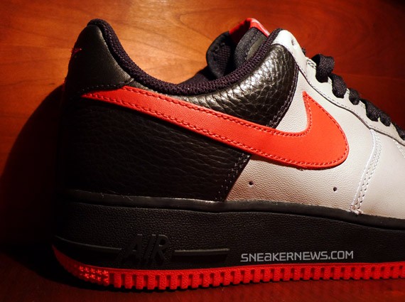 Nike Air Force 1 (One) Low – Medium Grey / Varsity Red – Black