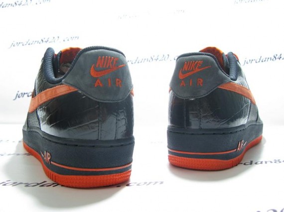 Navy blue and sale orange air force ones