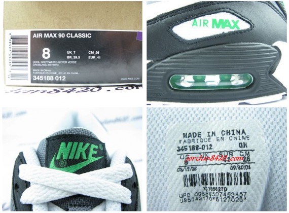 Nike Air Max 90 Classic - Cool Grey - White - Hyper Verde
