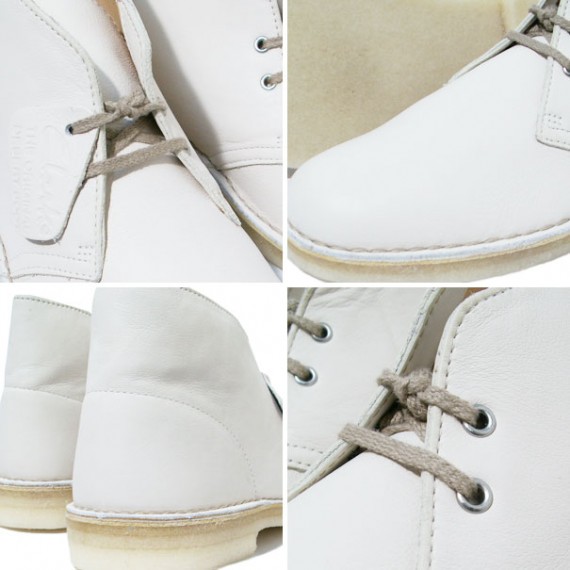 Clarks Originals Desert Boot - White Leather - SneakerNews.com