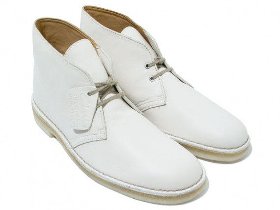 Clarks Originals Desert Boot - White Leather - SneakerNews.com