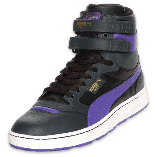 Black and 2025 purple puma shoes