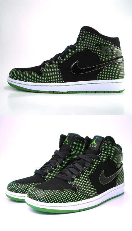 Air Jordan 1 Retro High - Black - Chlorophyll Polka Dot