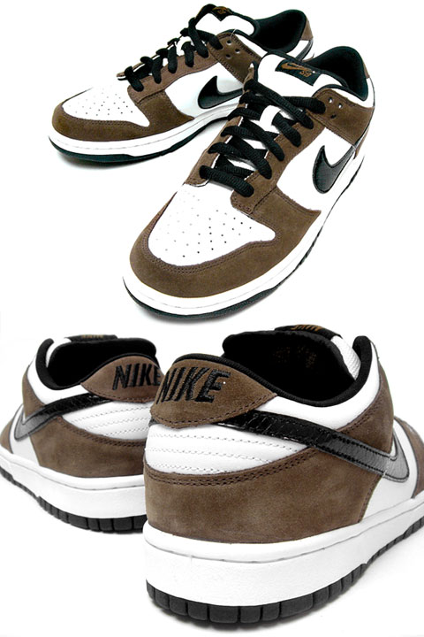 nike sb dunk low white black trail end brown