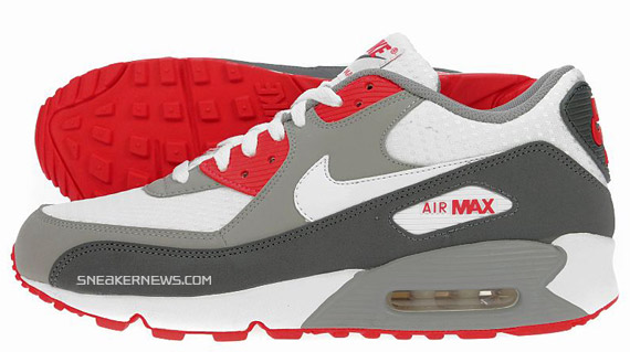 Nike Air Max 90 – White – Grey – Hot Red – JD Sport Exclusive