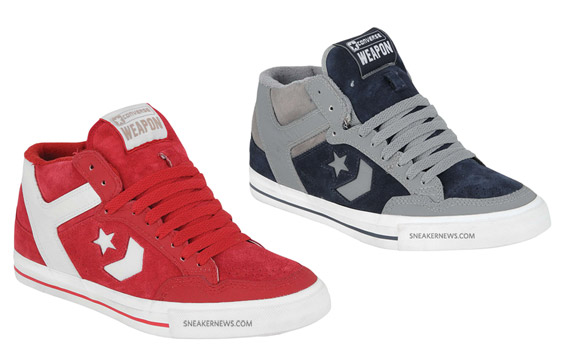 Converse Skateboarding Weapon S Mid – Red – White + Grey – Navy
