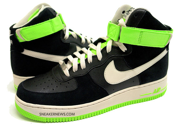 Nike WMNS Air Force 1 High - Black - Electric Green - SneakerNews.com