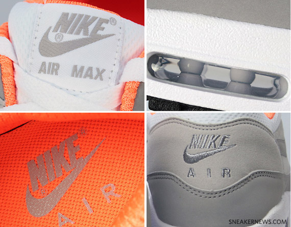 Nike Air Max 1 - White - Grey - Total Orange | Available on eBay