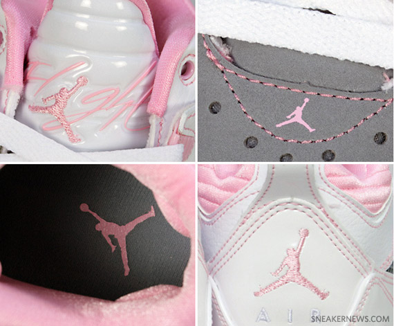 Air Jordan Flight 9 GS – White – Perfect Pink – Stealth