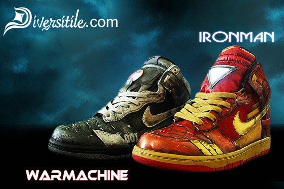 Nike Dunk High - Iron Man + War Machine Customs by Diversitile