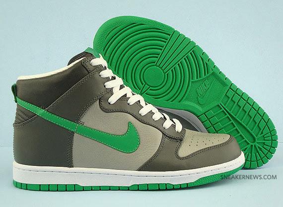 Nike Dunk High Medium Grey Lucky Green 1