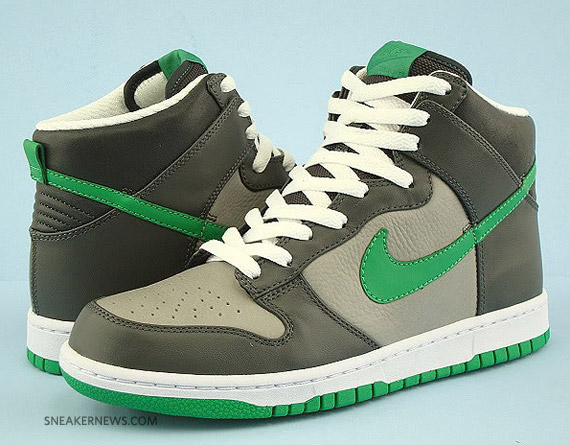 Nike Dunk High Premium Grey White Green Available on eBay SneakerNews