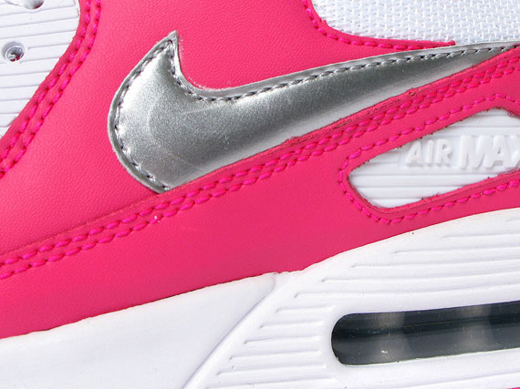 Nike WMNS Air Max 90 – White – Metallic Silver – Pink Flash