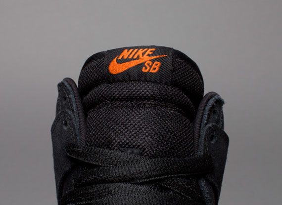 nike sb dunk high black solar orange