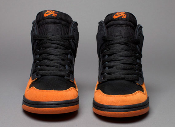 nike sb dunk high black solar orange