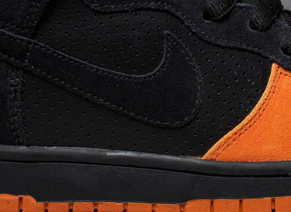 nike sb dunk high black solar orange