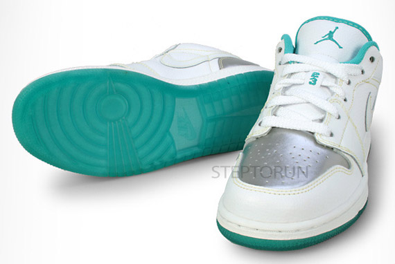 Air Jordan 1 Phat Low Gs White Turquoise Metallic Silver 2
