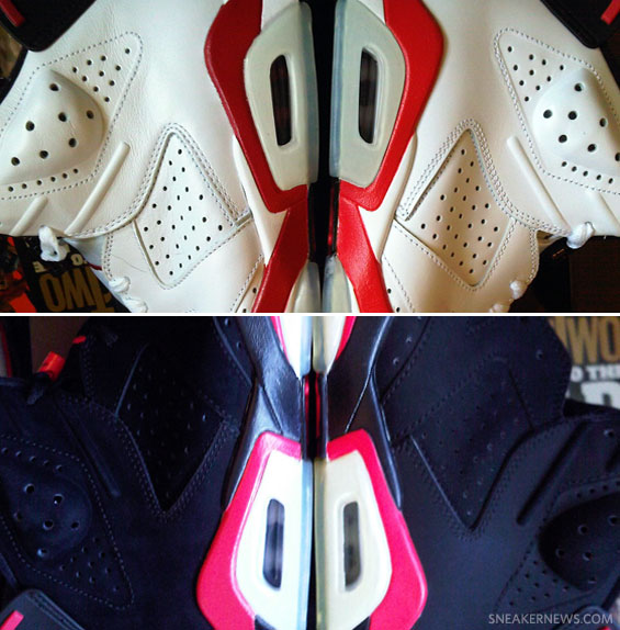 Air Jordan VI Infrared Pack vs. 2000 Retro/Varsity Red - Side-by-Side Comparisons