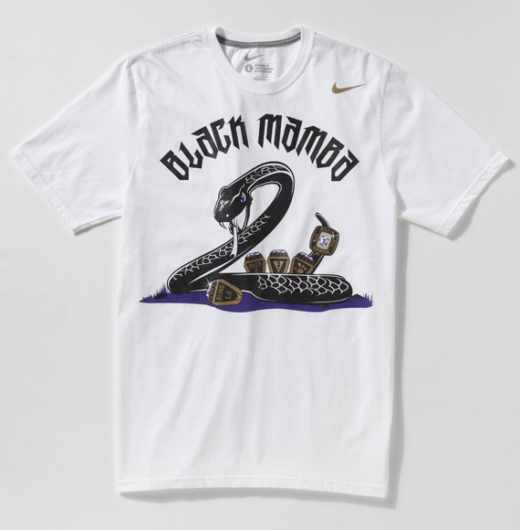Kobe Bryant Nike Black Mamba Snake Los Angeles Lakers 5 Rings T Shirt (M)