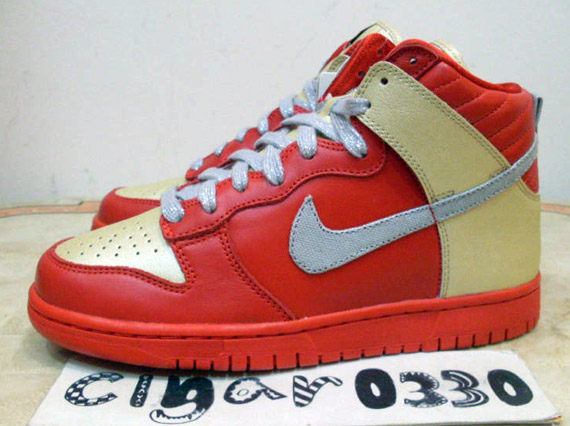 Nike 6.0 Wmns Dunk High Sport Red Metallic Silver 1