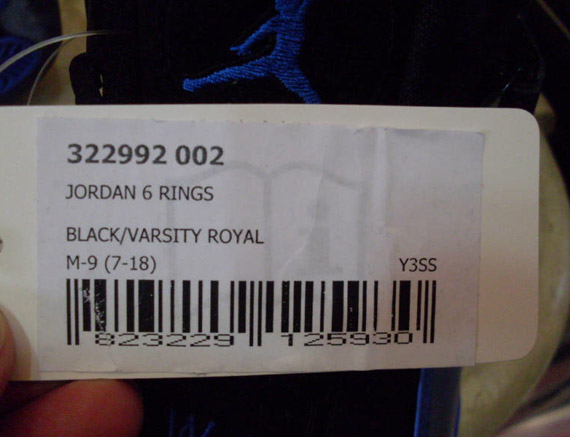 Air Jordan 6 Rings Black Varsity Royal Foam 11