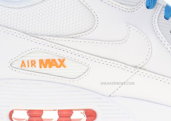 Nike Air Max 90 White Total Orange Blue Summary