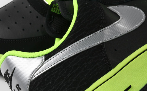 Nike Air Force 1 Low GS - Black - Metallic Silver - Hot Lime