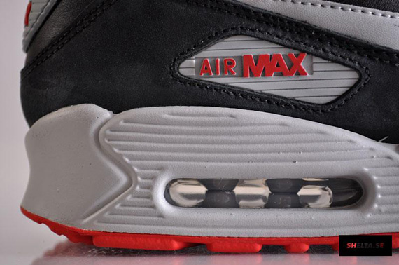 Nike Air Max 90 Premium Black Sport Red Matte Silver 07