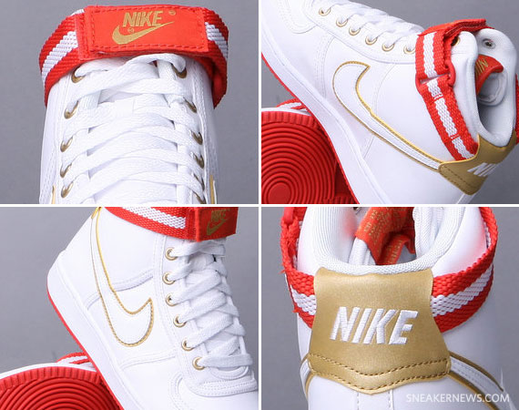 Nike WMNS Vandal High – White – Utility Orange – Metallic Gold