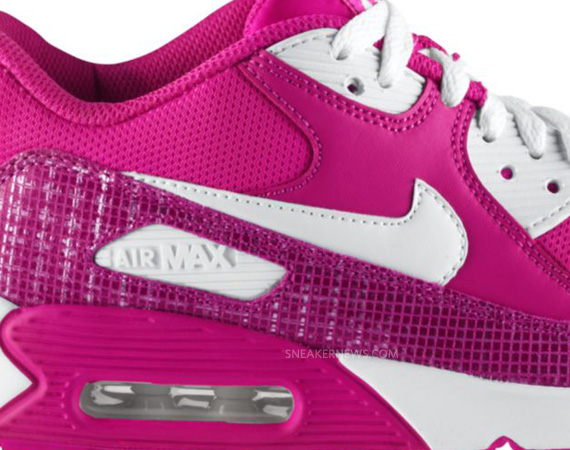 Nike Air Max 90 Gs Pink White Plaid 05