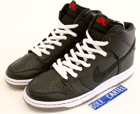 Nike Sb Dunk High Black Leather Red Unreleased Sample 09