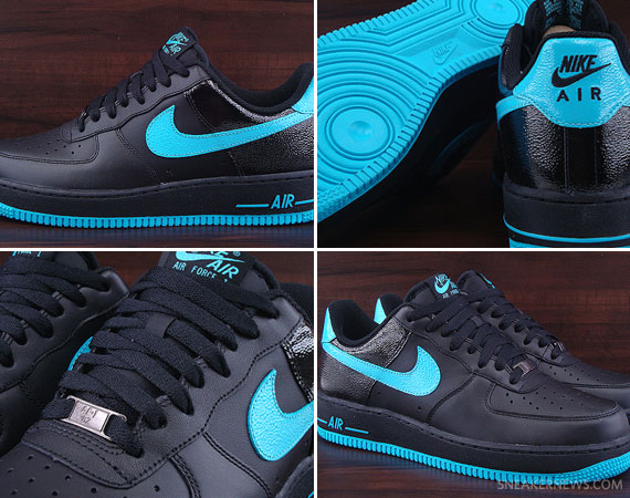 Nike Air Force 1 '07 Low Black Blue Lightning Sneakers Top One  Trainers Men Size