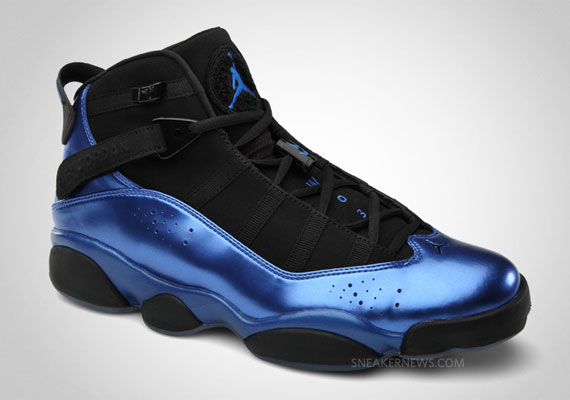 blue and black shiny jordans