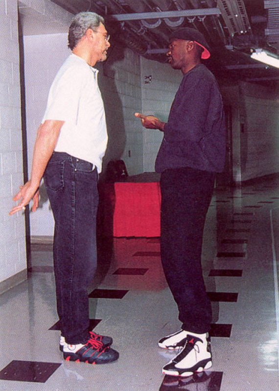 Michael Jordan Wearing Bred 13s