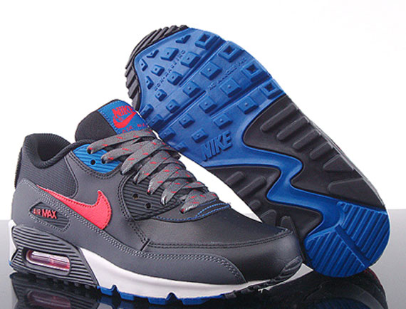 Nike Air Max 90 Gs Black Red Grey Blue New 02
