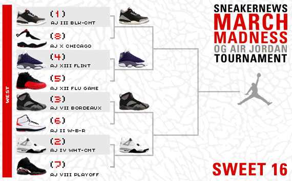 Sneaker News March Madness OG Air Jordan Tournament - Sweet 16 Voting - West