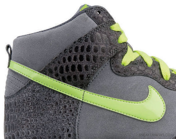 Nike Dunk High - Cool Grey - Hot Lime - Dark Grey - Snakeskin