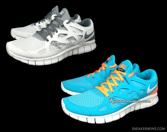 Nike Free Run+ 2 – White – Grey + Teal – Orange