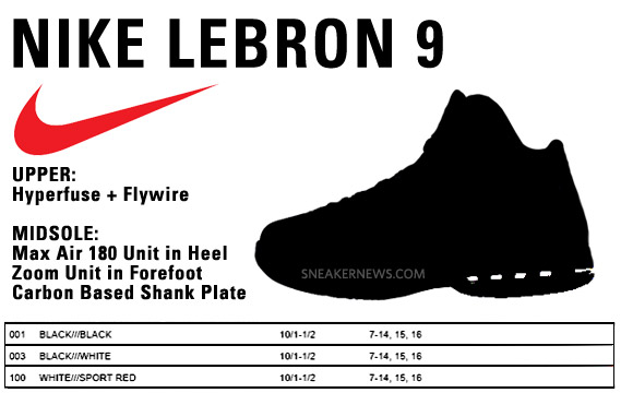 Nike Lebron 9 Tech Sheet 1